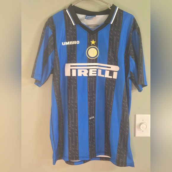 Umbro Blue and Black Striped Inter Milan 1997 # Ronaldo Jersey Size 2XL - Picture 1 of 3